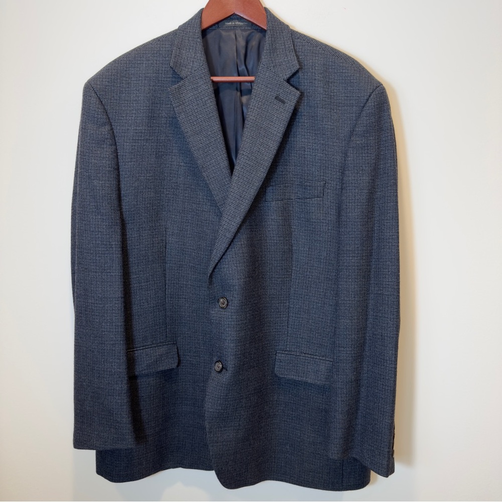 Lauren Ralph Lauren Men’s Dark Grey Single Breasted Plaid Blazer Coat Suit Wool